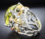 Серебряное кольцо с лимонным цитрином и сапфирами  Серебро 925