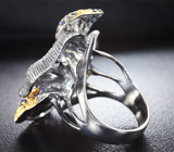 Серебряное кольцо с цитрином, цаворитом гранатом и синими сапфирами Серебро 925