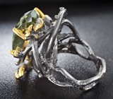 Серебряное кольцо с зеленым аметистом и родолитами Серебро 925