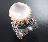 Серебряное кольцо с розовым кварцем, гранатами и цитрином Серебро 925