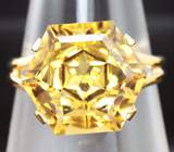 Золотое кольцо с цитрином авторской огранки 6,79 карат Золото