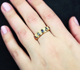 Золотое кольцо с синими сапфирами Золото