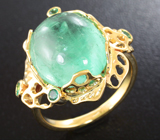 Золотое кольцо с кабошоном уральского изумруда 8,38 карат Золото