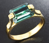 Золотое кольцо с индиголитом турмалином 3,74 карат и бриллиантами Золото