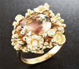 Золотое кольцо с орегонским солнечным камнем 3,07 карат и бриллиантами Золото