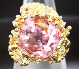 Золотое кольцо с розовым турмалином 12,25 карат и бриллиантами Золото