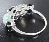 Изящное серебряное кольцо с кристаллическими опалами Серебро 925