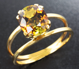 Золотое кольцо с редким полихромным турмалином 2,93 карат Золото