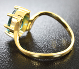 Кольцо с цирконом цвета морской волны Золото