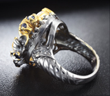 Серебряное кольцо с жемчужиной барокко, синими сапфирами и аметистами Серебро 925