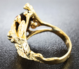 Золотое кольцо с кристаллическим черным опалом 3,21 карат, разноцветными сапфирами и бриллиантами Золото