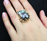 Серебряное кольцо с цветной жемчужиной барокко Серебро 925