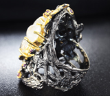 Серебряное кольцо с лунным камнем и аметистами Серебро 925