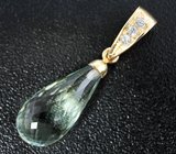 Золотой кулон с бриолетом зеленого аметиста 11,65 карат и лейкосапфирами Золото