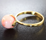 Золотое кольцо с кораллом 4,8 карат и бриллиантами Золото