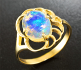 Золотое кольцо с ограненным эфиопским опалом 1,31 карат Золото
