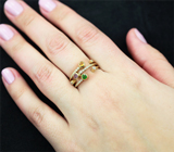 Золотое кольцо с разноцветными сапфирами и бриллиантами Золото