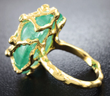 Золотое кольцо с кабошоном уральского изумруда 22,63 карат и бриллиантами Золото
