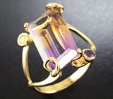 Золотое кольцо с аметрином, аметистом и желтым сапфиром Золото
