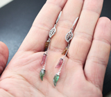 Серебряные серьги из коллекции «Drops» с разноцветными турмалинами Серебро 925