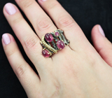 Серебряное кольцо с пурпурными сапфирами Серебро 925