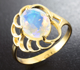 Золотое кольцо с ограненным кристаллическим опалом Золото