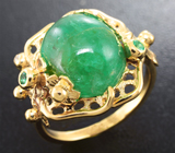 Золотое кольцо с уральским изумрудом 6,85 карат и бриллиантами Золото