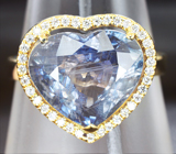 Золотое кольцо с необлагороженным синим сапфиром 7,7 карат и бриллиантами Золото