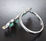 Серебряное кольцо с изумрудами и синими сапфирами Серебро 925