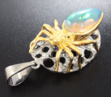 Серебряный кулон «Паук» с кристаллическим эфиопским опалом Серебро 925