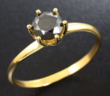 Золотое кольцо с черным бриллиантом Золото