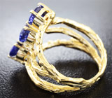 Золотое кольцо с насыщенными танзанитами 3,43 карат Золото