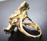 Золотое кольцо с топовым танзанитом 5,17 карат, необлагороженным синим сапфиром и бриллиантами Золото