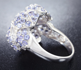Великолепное серебряное кольцо с кристаллическим опалом и танзанитами Серебро 925