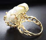Кольцо с жемчужиной барокко и желтыми сапфирами Золото