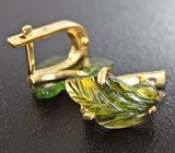 Серьги с резными турмалинами Серебро 925