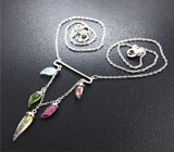 Серебряное колье из коллекции «Drops» с разноцветными турмалинами Серебро 925