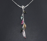 Серебряное колье из коллекции «Drops» с разноцветными турмалинами Серебро 925