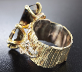 Серебряное кольцо с лемотрином и дымчатым кварцем Серебро 925