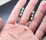 Серебряные серьги с бриолетами розового кварца и кристаллическими опалами Серебро 925