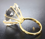 Золотое кольцо с бесцветным кварцем топовой огранки 33,1 карат Золото