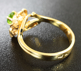 Золотое кольцо с уральским демантоидом! Высокая дисперсия Золото