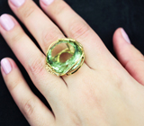 Золотое кольцо с зеленым аметистом 37,46 карат и бриллиантами Золото