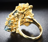 Золотое кольцо с александритами 5,11 карат, хризобериллами и бриллиантами Золото