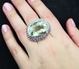 Серебряное кольцо с зеленым аметистом и танзанитами Серебро 925