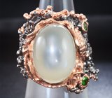Серебряное кольцо с лунный камнем и диопсидом Серебро 925