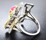 Серебряное кольцо с рубином, диопсидом и гранатами Серебро 925
