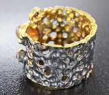 Серебряное кольцо с кристаллическим опалом, родолитами и цаворитами Серебро 925