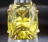 Золотое кольцо с крупным лимонным цитрином лазерной огранки Золото