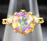 Золотое кольцо с кристаллическим опалом 2,76 карат и бриллиантами Золото